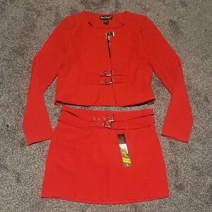 Like an Angel Red Blazer and Skirt Set